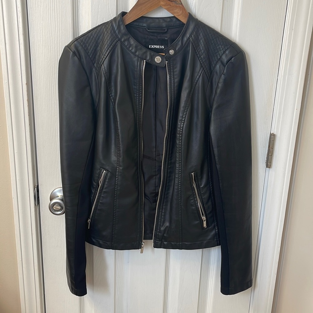 Express black faux leather jacket